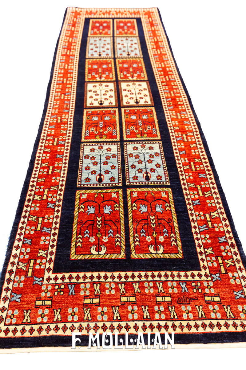 Kashkuli Sherkat Rug Deep Blue Field (300×92 cm)