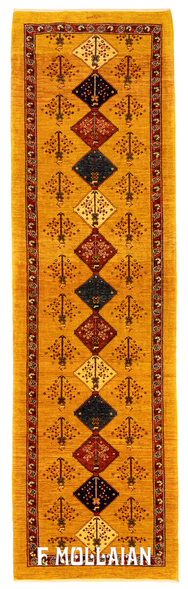 Kashkuli Sherkat Rug Signed Golden Color (292×85 cm)
