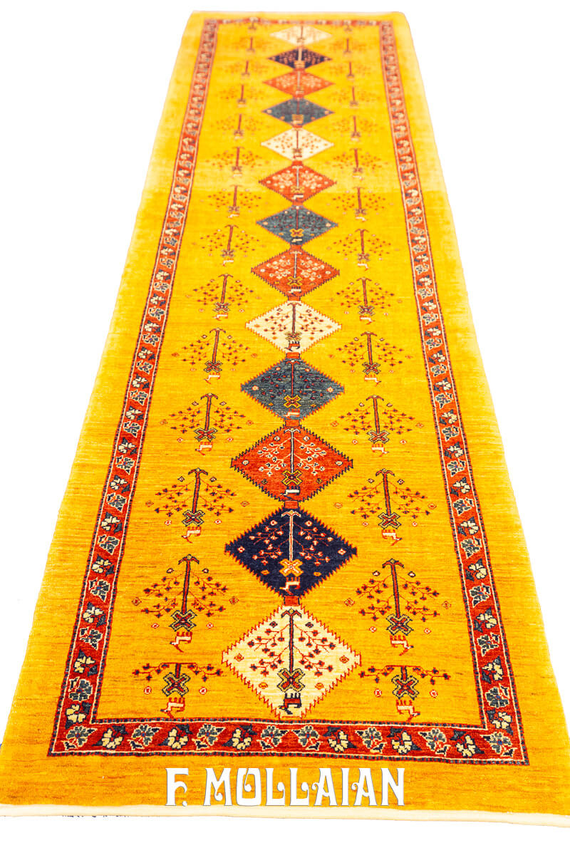 Kashkuli Sherkat Rug Signed Golden Color (292×85 cm)