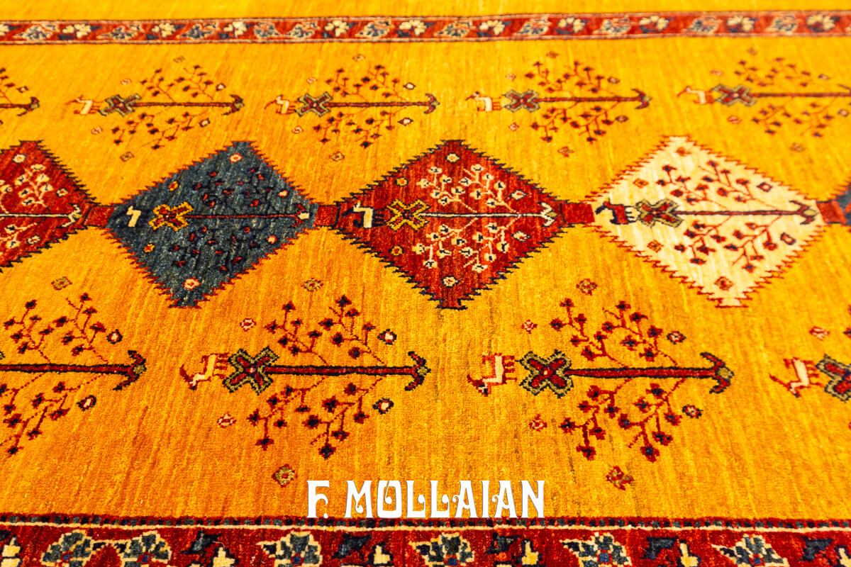 Kashkuli Sherkat Rug Signed Golden Color (292×85 cm)
