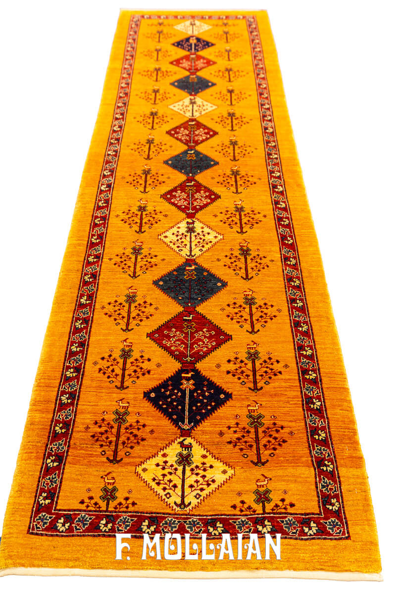Kashkuli Sherkat Rug Signed Golden Color (292×85 cm)