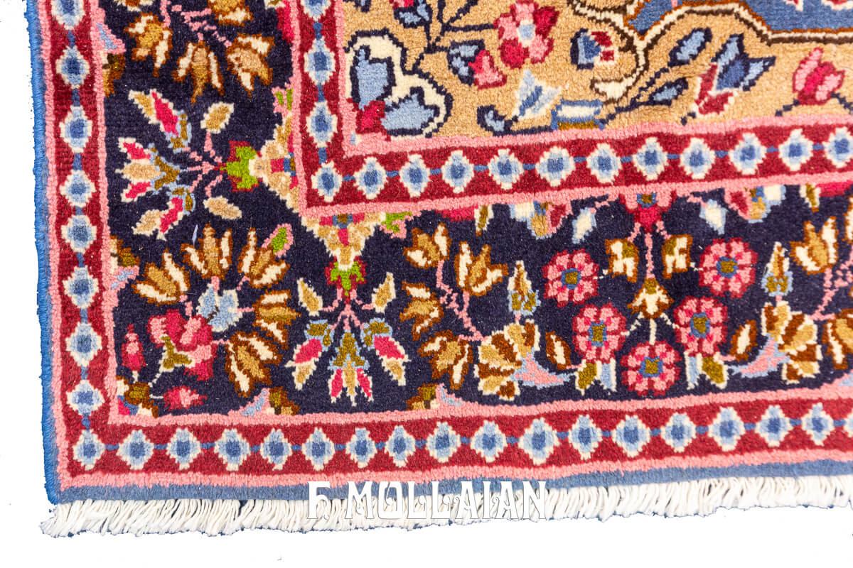 Kirman Rug Floral Sky Blue Field (143x140 cm)