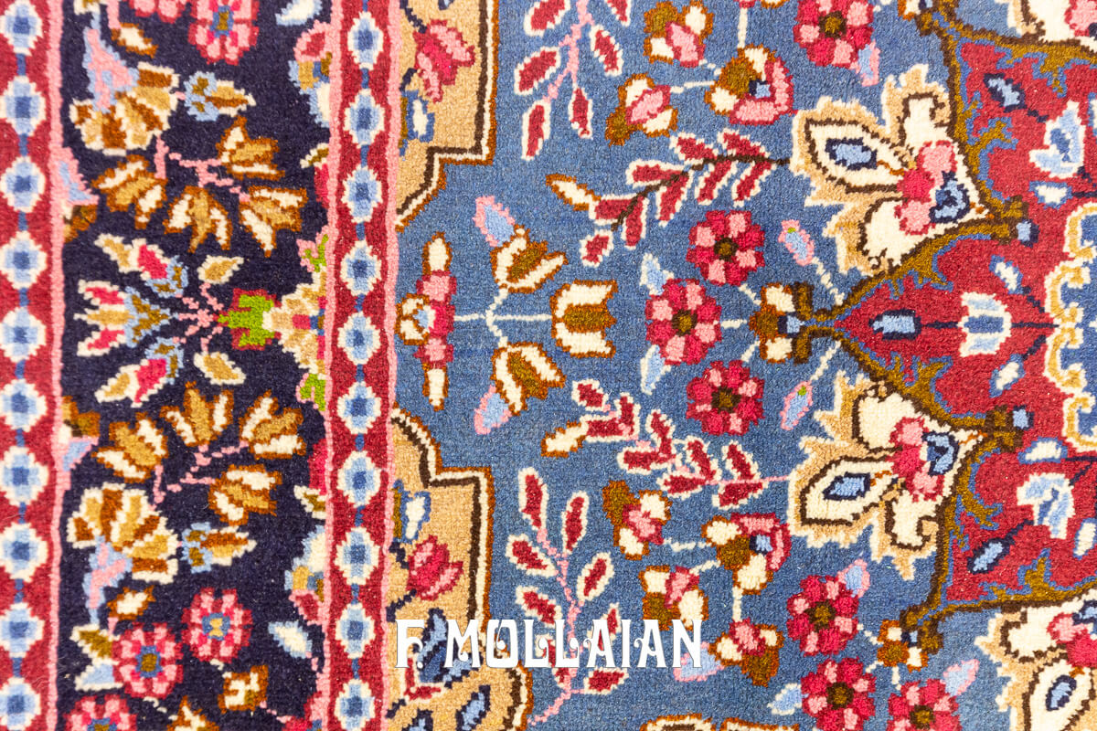 Kirman Rug Floral Sky Blue Field (143x140 cm)