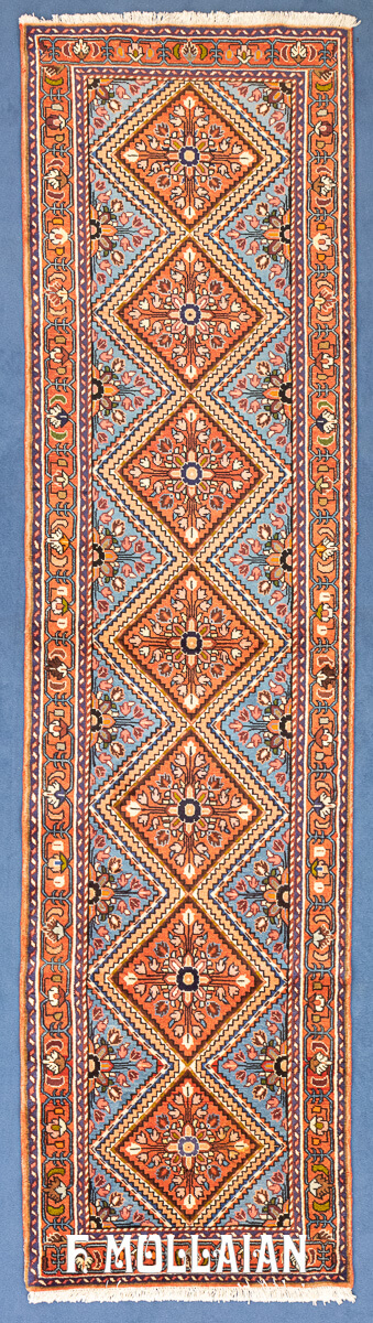 Tappeto Corridoio Rudbar Arancio & Blu (294×77 cm)