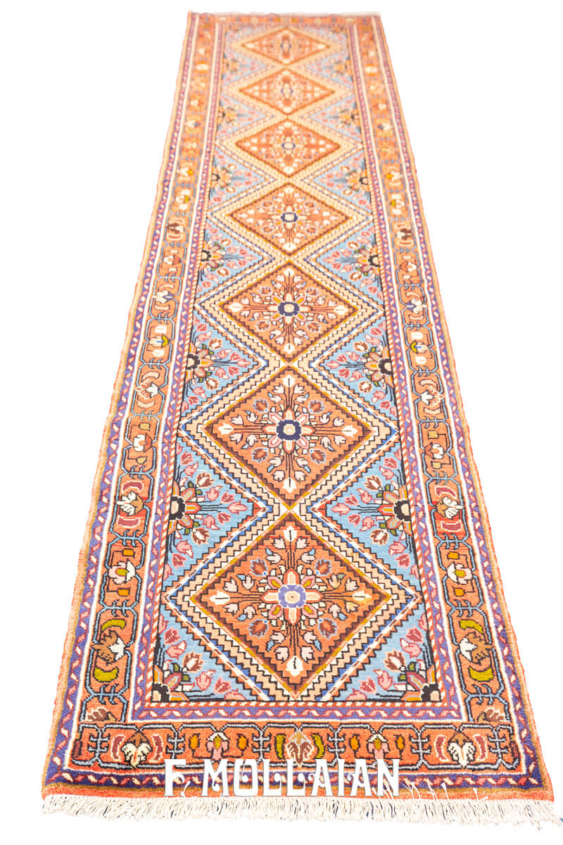 Tappeto Corridoio Rudbar Arancio & Blu (294×77 cm)