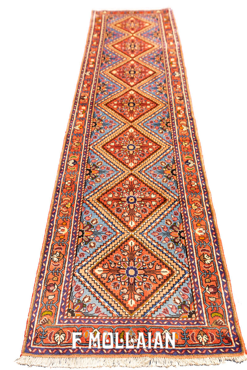 Tappeto Corridoio Rudbar Arancio & Blu (294×77 cm)