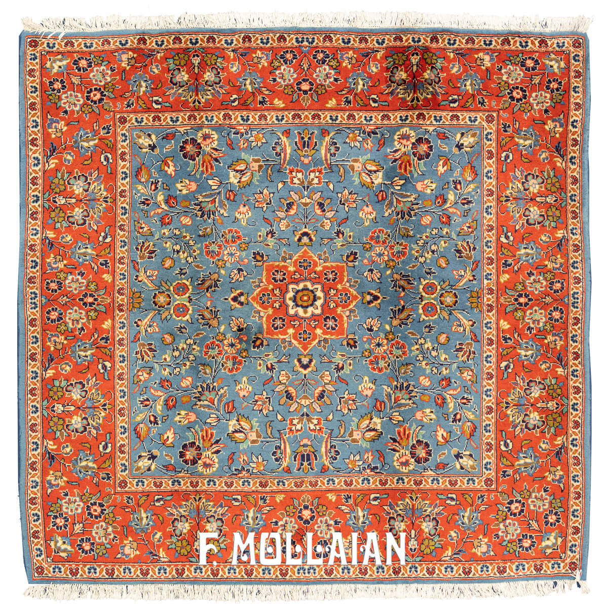 Yazd Rug Sky Blue Field (151x148 cm)