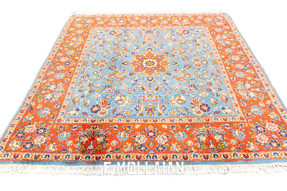 Yazd Rug Sky Blue Field (151x148 cm)