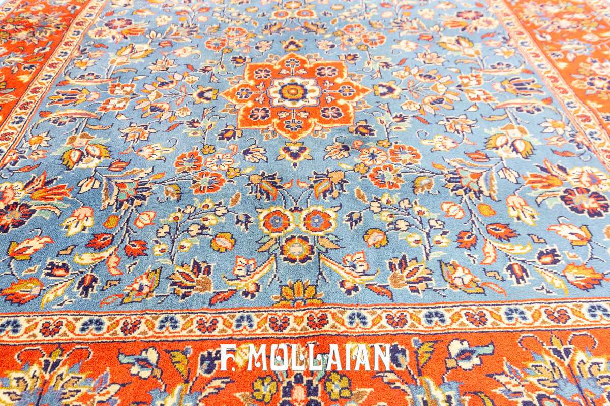 Yazd Rug Sky Blue Field (151x148 cm)