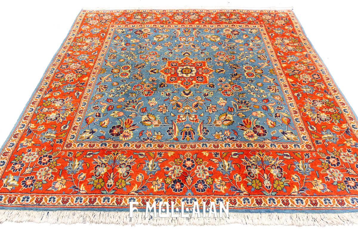 Yazd Rug Sky Blue Field (151x148 cm)