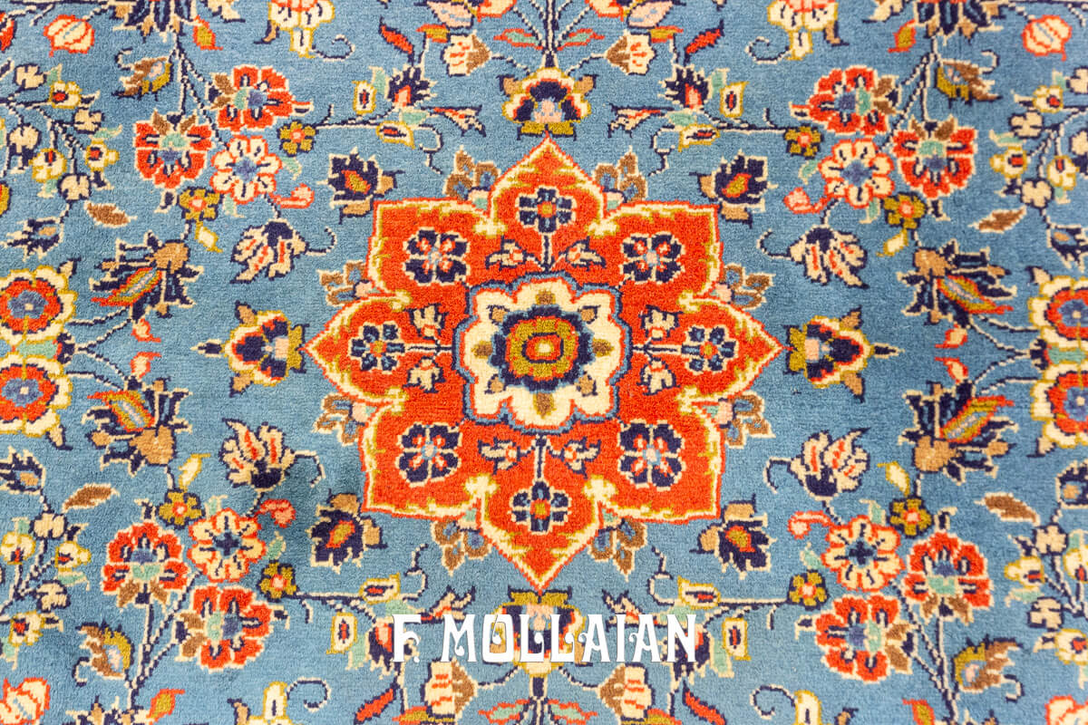 Yazd Rug Sky Blue Field (151x148 cm)