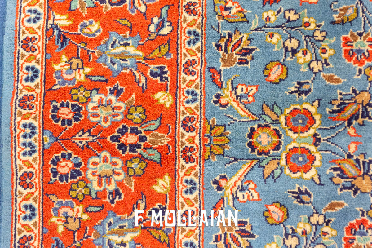 Yazd Rug Sky Blue Field (151x148 cm)