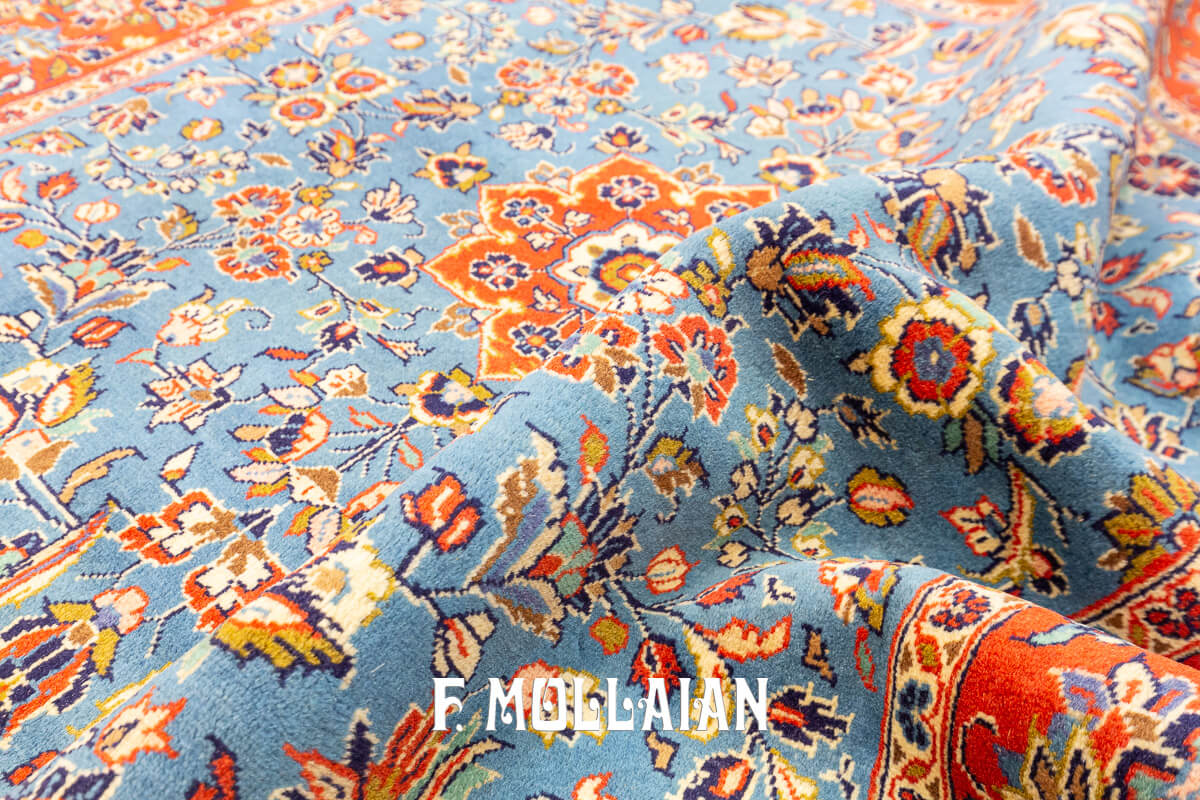 Yazd Rug Sky Blue Field (151x148 cm)
