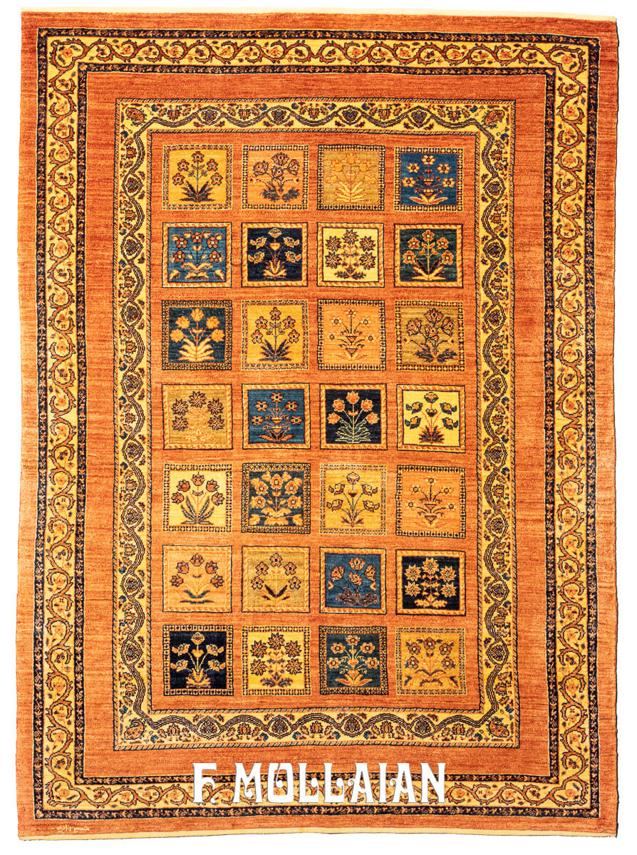 Tappeto Persiano Kashkuli Sherkat Color Arrancione Disegno Giardino (200×148 cm)