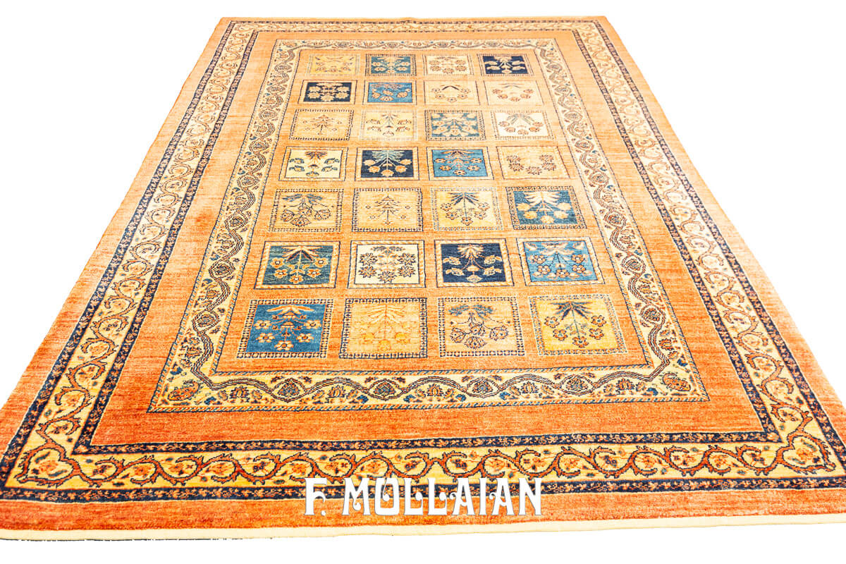 Tappeto Persiano Kashkuli Sherkat Color Arrancione Disegno Giardino (200×148 cm)