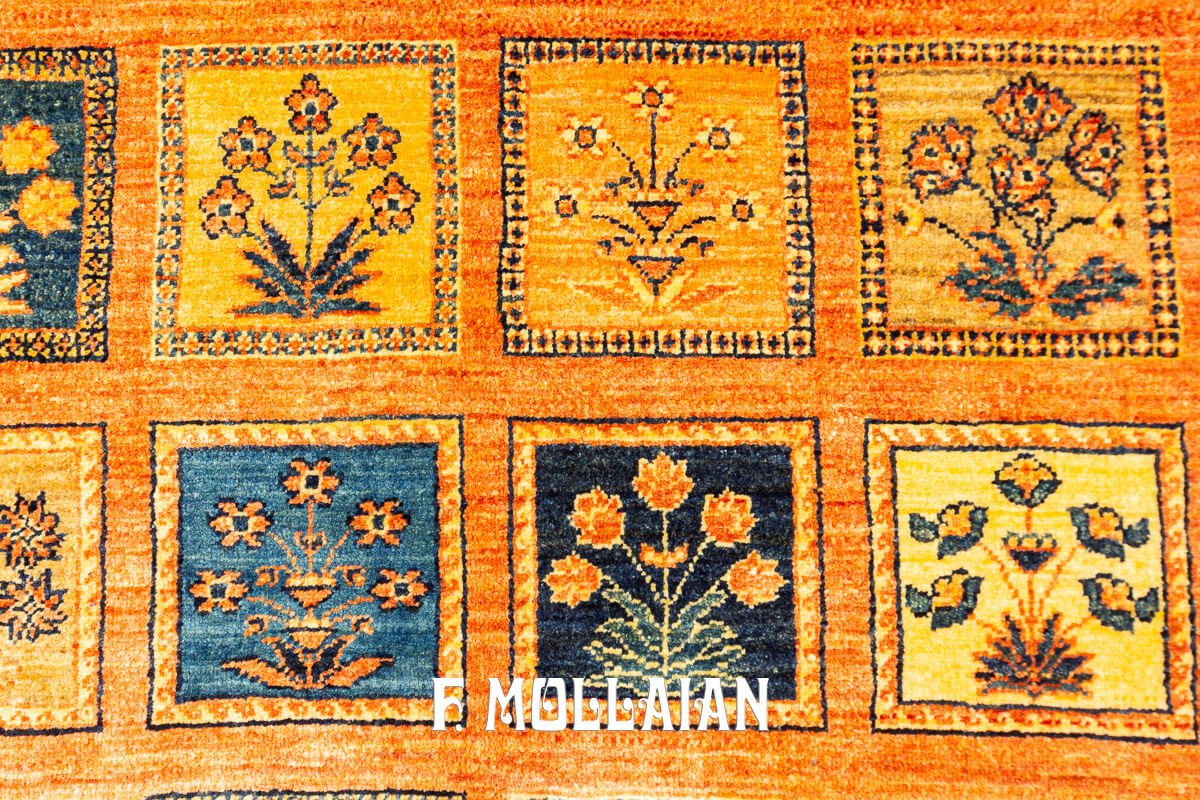Tappeto Persiano Kashkuli Sherkat Color Arrancione Disegno Giardino (200×148 cm)