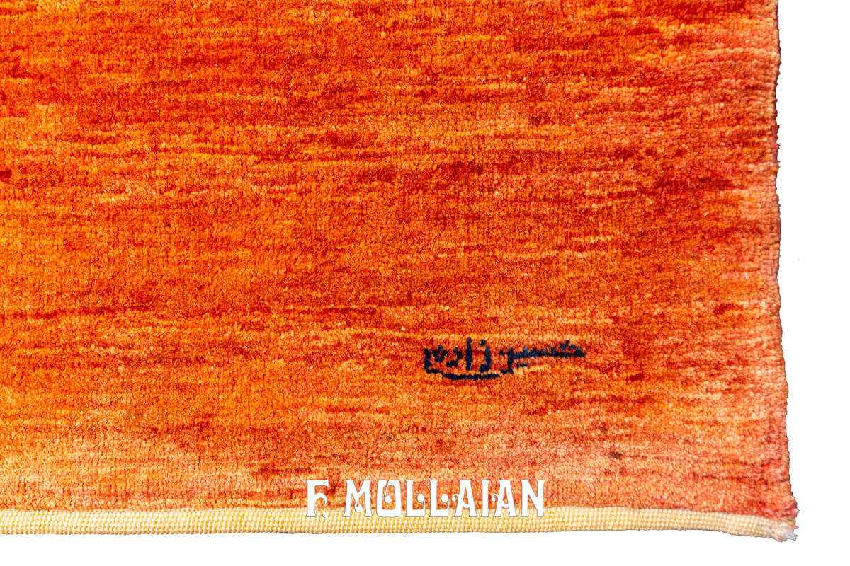 Persian Kashkuli Sherkat Rug Orange Color Garden Design (276×200 cm)