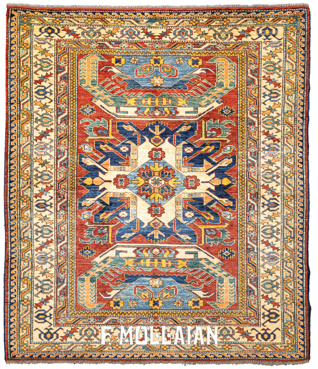 Uzbek Rug Royal Calaberd Design Red Color Field (195×168 cm)