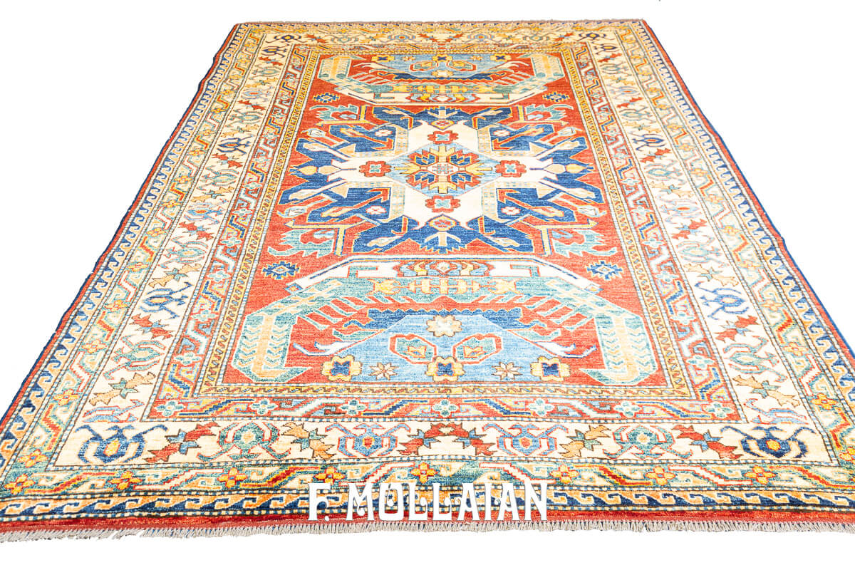 Uzbek Rug Royal Calaberd Design Red Color Field (195×168 cm)