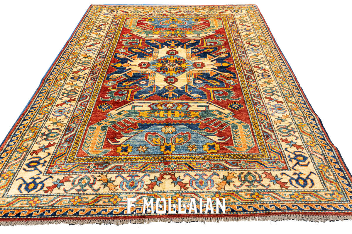 Uzbek Rug Royal Calaberd Design Red Color Field (195×168 cm)