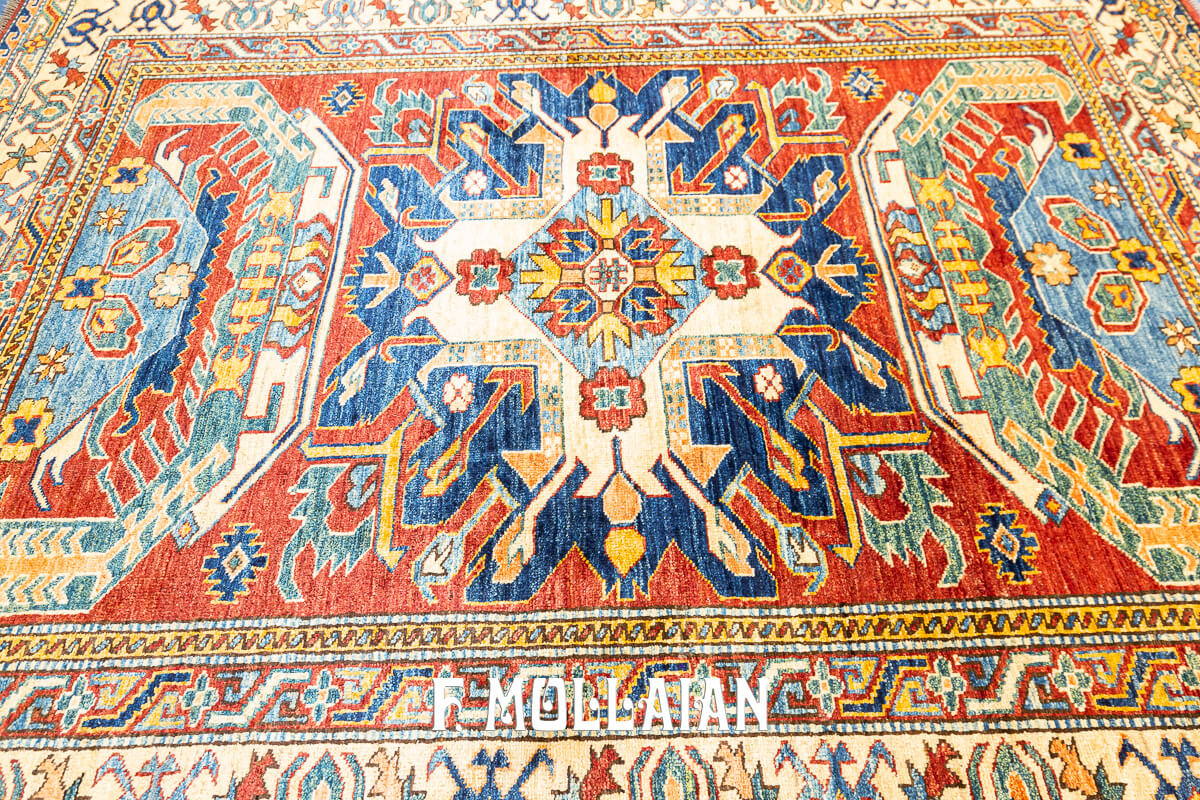 Uzbek Rug Royal Calaberd Design Red Color Field (195×168 cm)