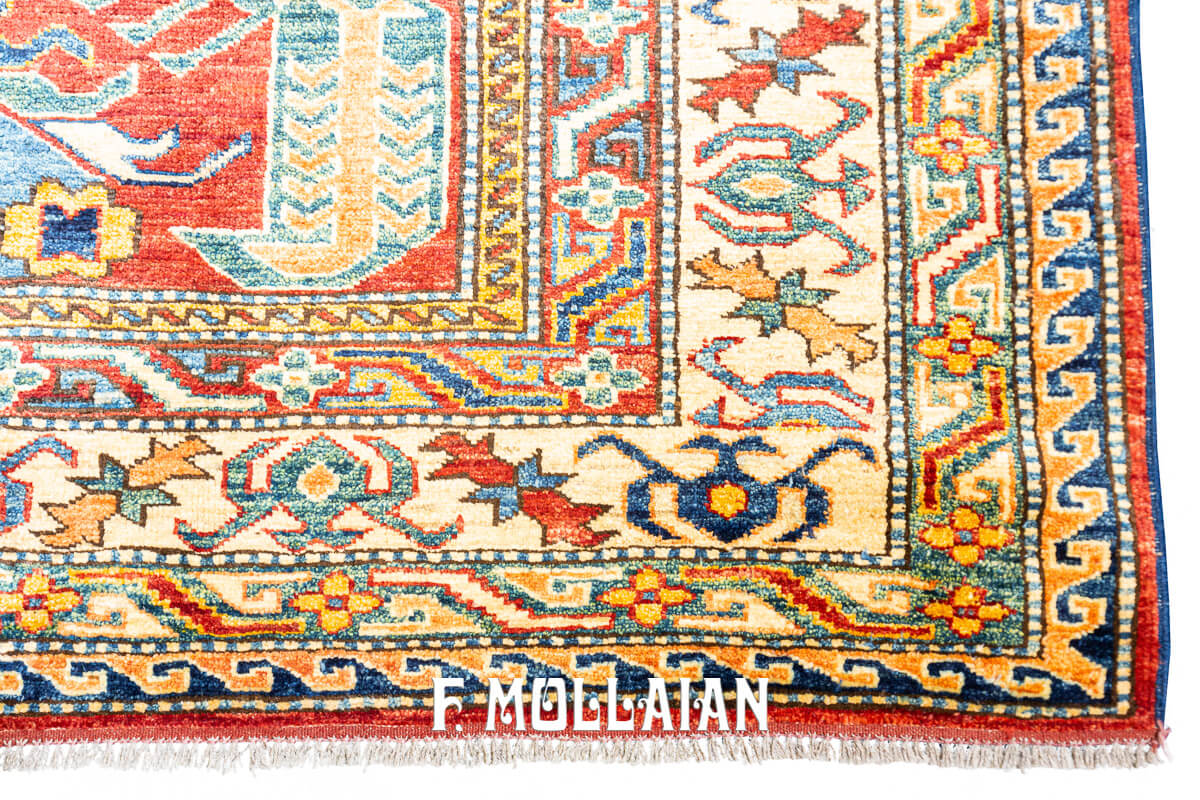 Uzbek Rug Royal Calaberd Design Red Color Field (195×168 cm)
