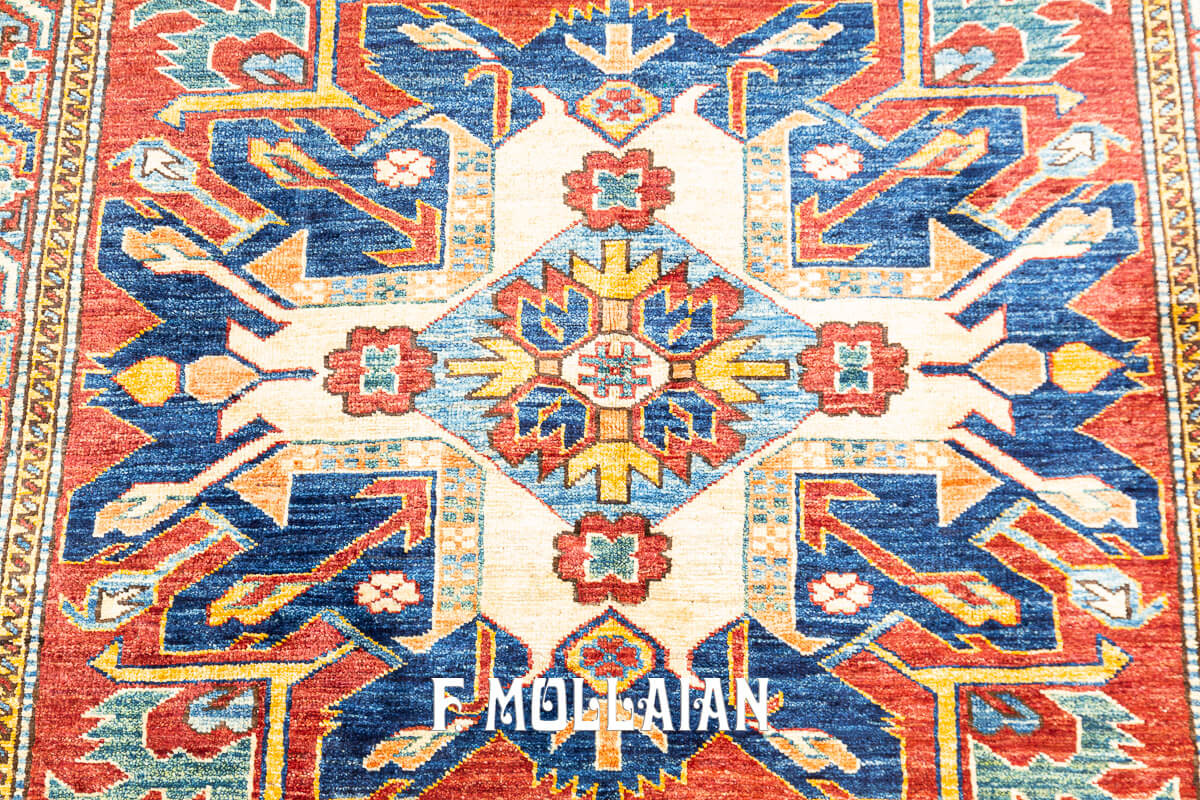 Uzbek Rug Royal Calaberd Design Red Color Field (195×168 cm)