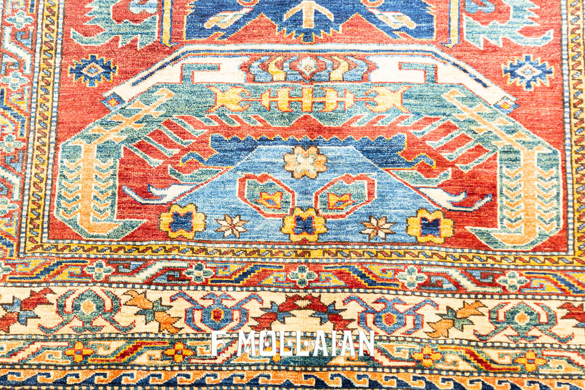 Uzbek Rug Royal Calaberd Design Red Color Field (195×168 cm)