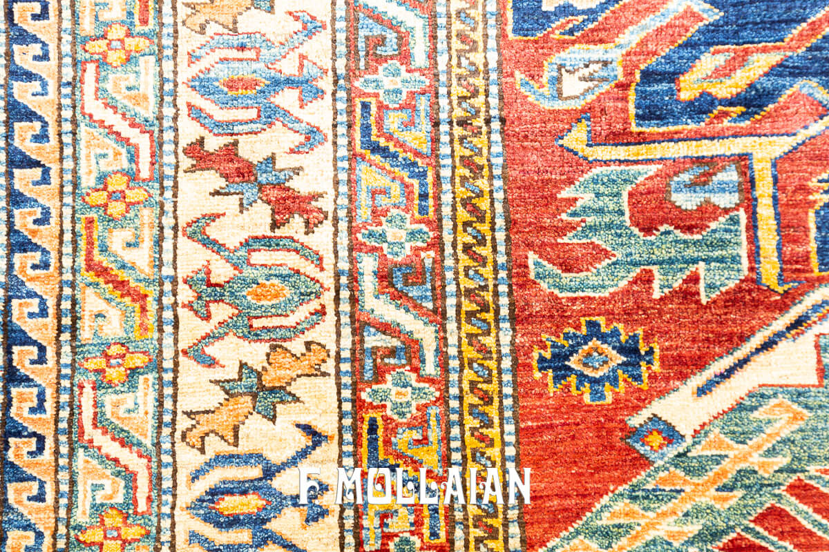 Uzbek Rug Royal Calaberd Design Red Color Field (195×168 cm)