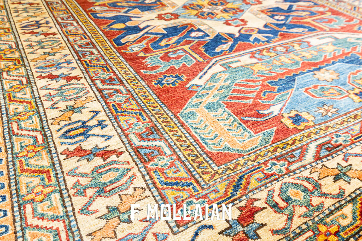Uzbek Rug Royal Calaberd Design Red Color Field (195×168 cm)