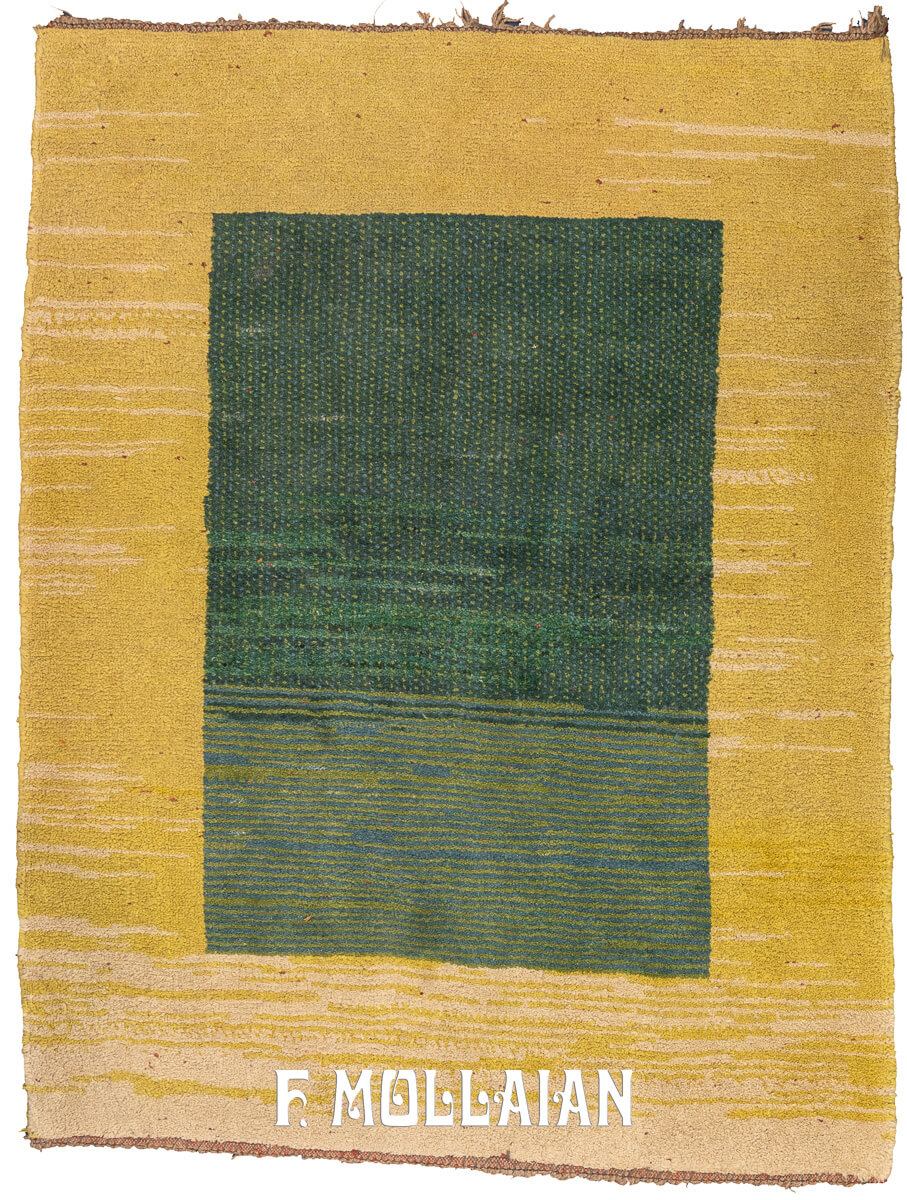 Gabbeh Rug Green Field Minimalist Design (169×125 cm)