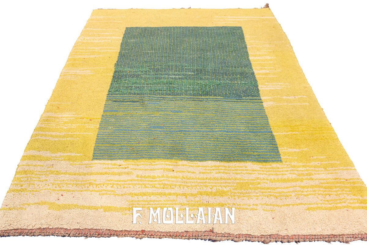 Gabbeh Rug Green Field Minimalist Design (169×125 cm)