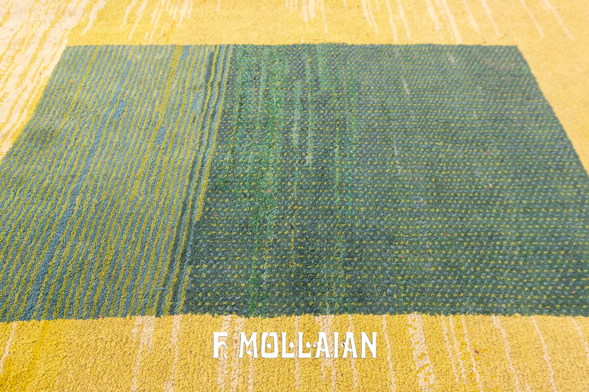 Gabbeh Rug Green Field Minimalist Design (169×125 cm)