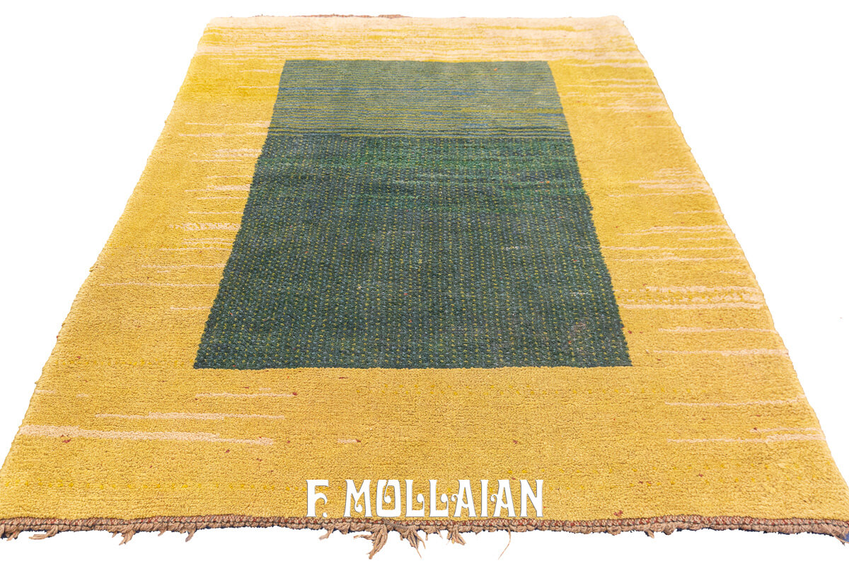 Gabbeh Rug Green Field Minimalist Design (169×125 cm)