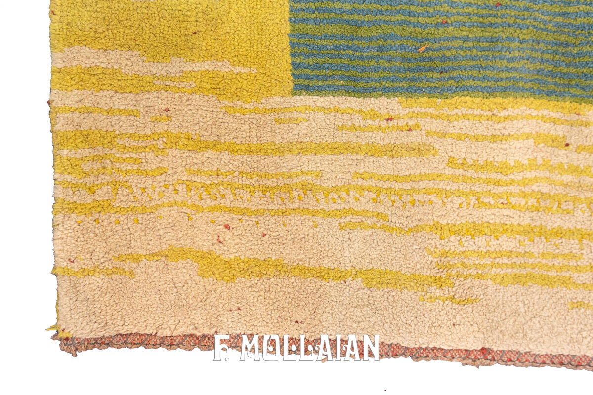 Gabbeh Rug Green Field Minimalist Design (169×125 cm)