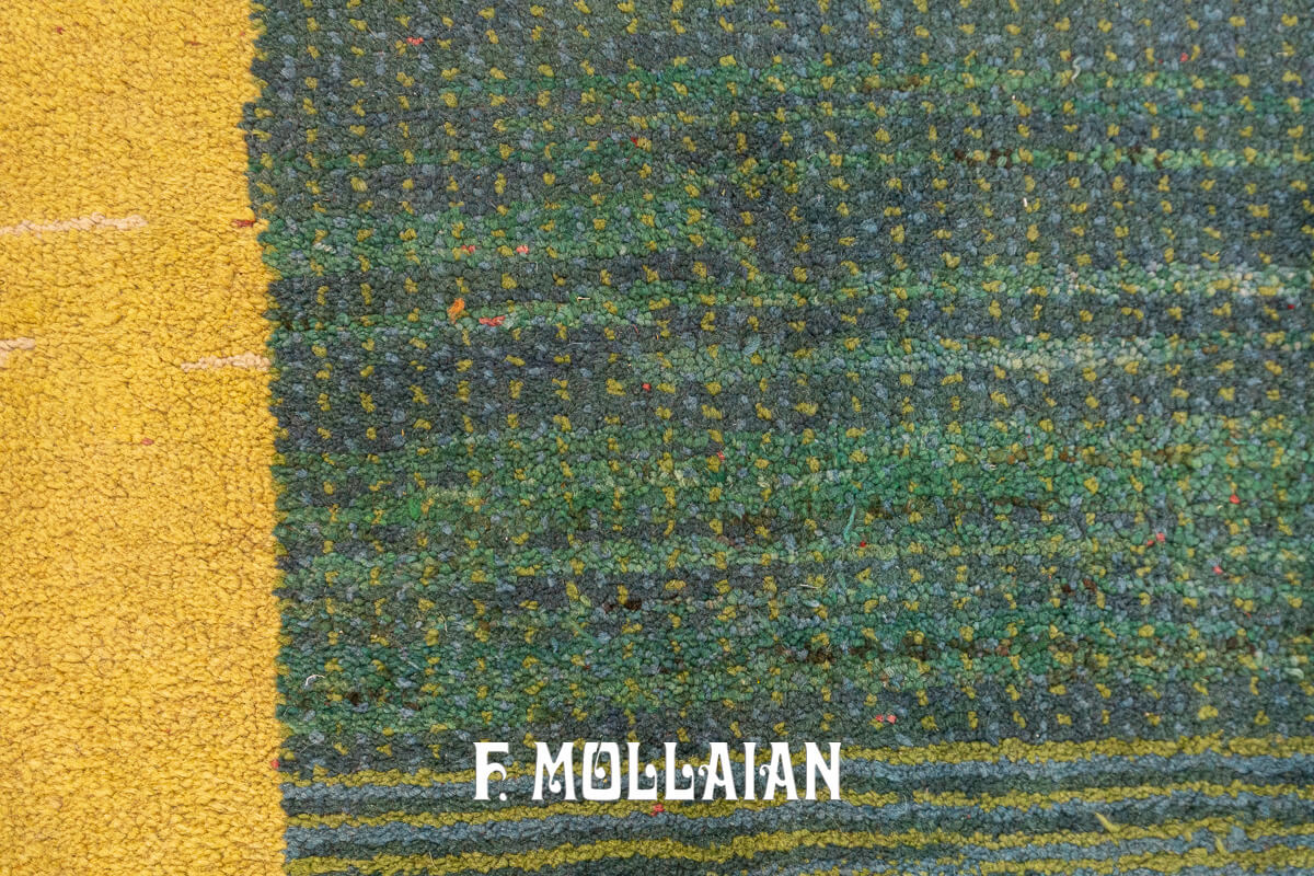Gabbeh Rug Green Field Minimalist Design (169×125 cm)