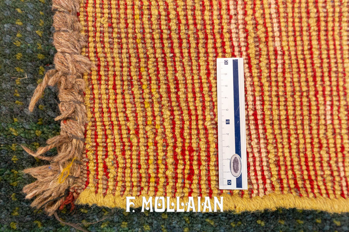 Gabbeh Rug Green Field Minimalist Design (169×125 cm)