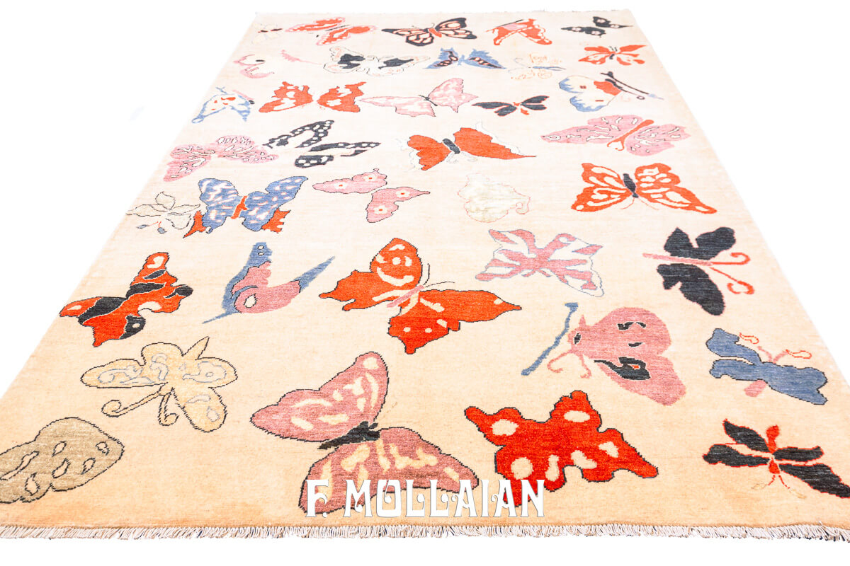Modern Rug Biege Color Butterfly Design (252×167 cm)