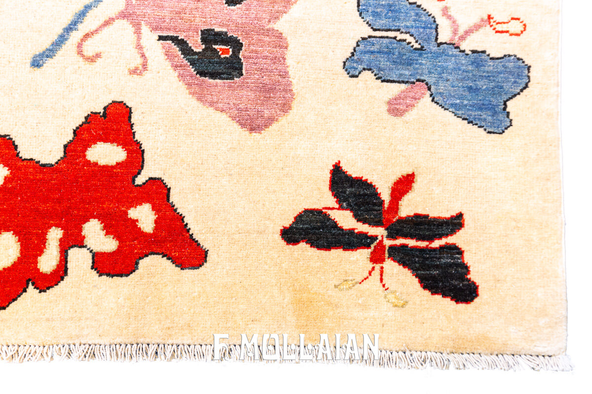 Modern Rug Biege Color Butterfly Design (252×167 cm)