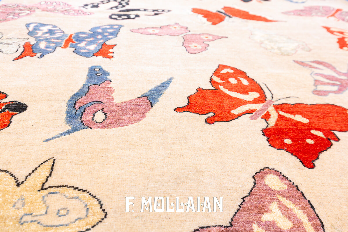Modern Rug Biege Color Butterfly Design (252×167 cm)