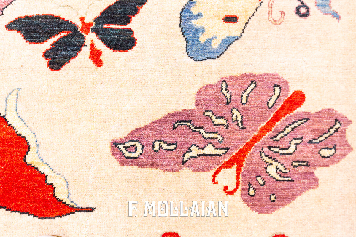 Modern Rug Biege Color Butterfly Design (252×167 cm)
