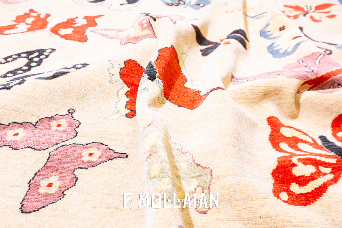 Modern Rug Biege Color Butterfly Design (252×167 cm)