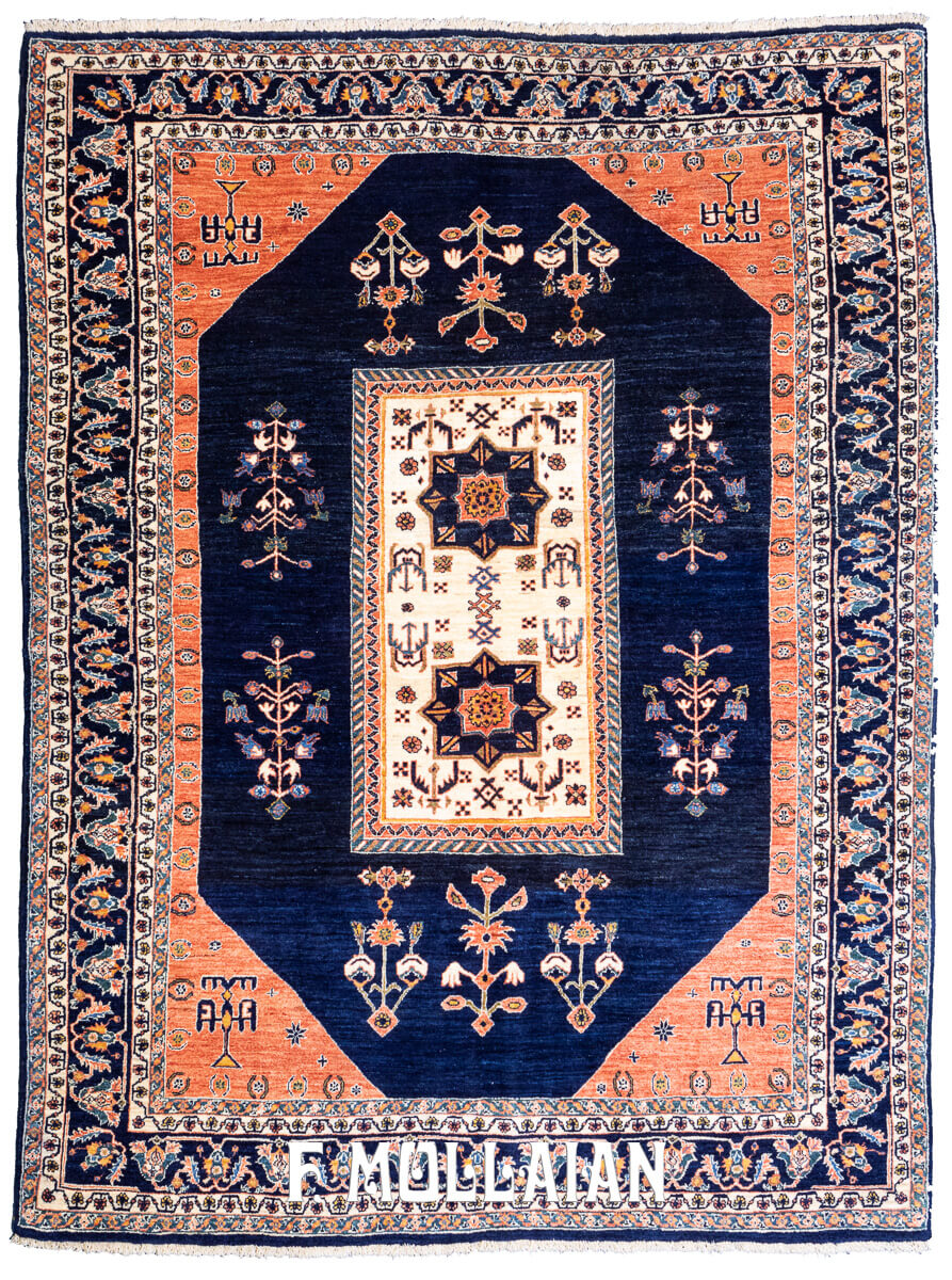Tappeto Annodato a Mano Kashkuli Sherkat Color Blu Notte (226×169 cm)
