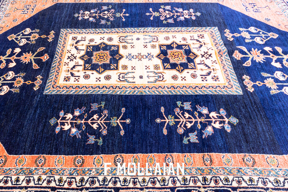 Tappeto Annodato a Mano Kashkuli Sherkat Color Blu Notte (226×169 cm)
