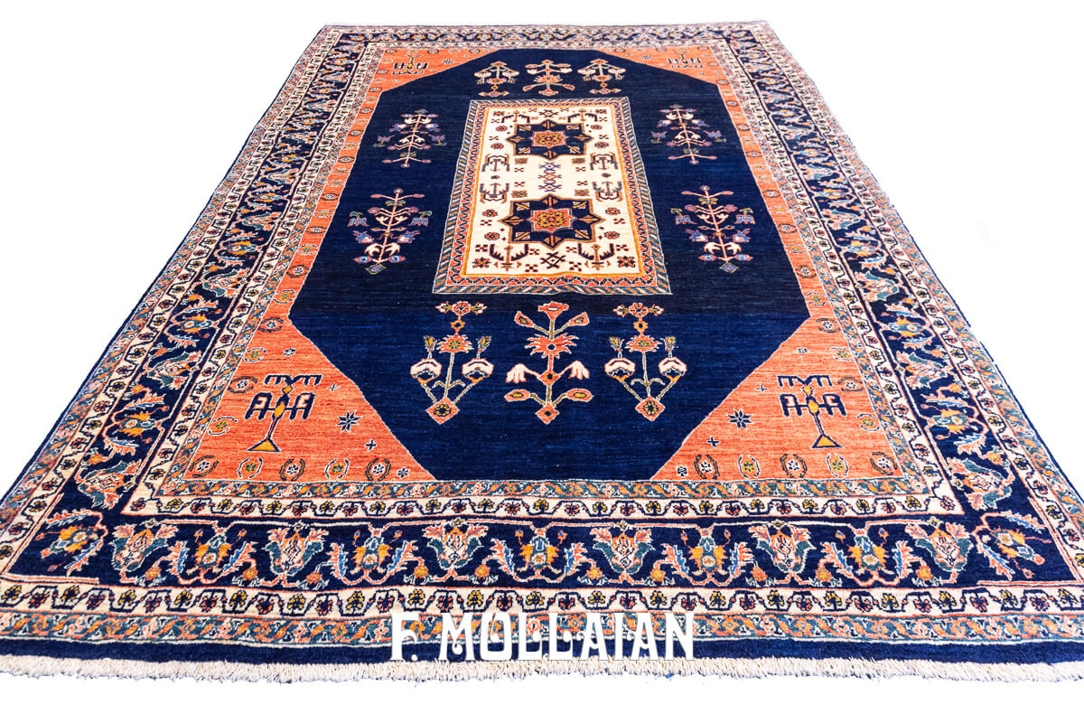 Tappeto Annodato a Mano Kashkuli Sherkat Color Blu Notte (226×169 cm)