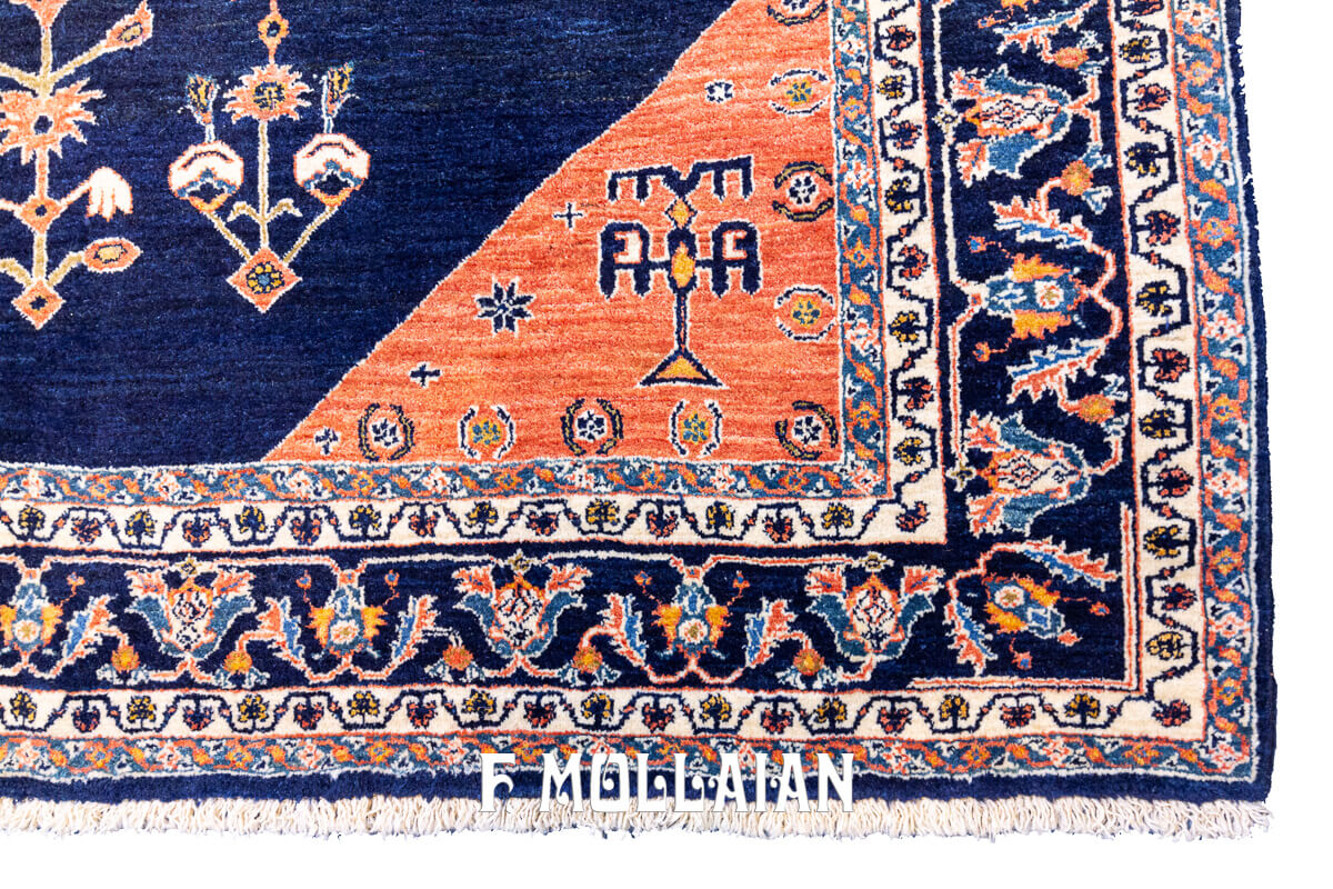 Tappeto Annodato a Mano Kashkuli Sherkat Color Blu Notte (226×169 cm)