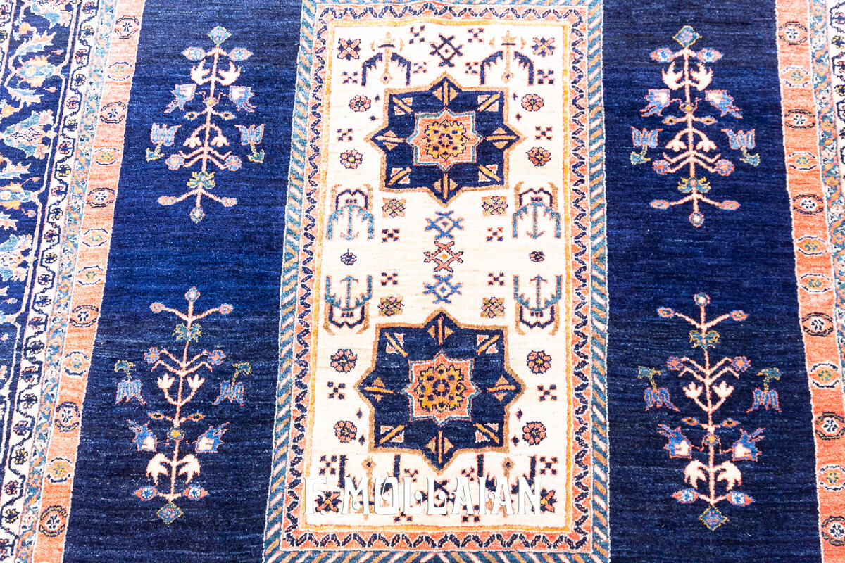 Tappeto Annodato a Mano Kashkuli Sherkat Color Blu Notte (226×169 cm)