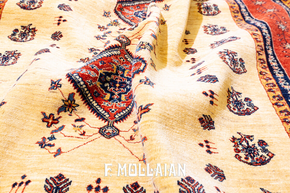 Persian Rug Kashkuli Sherkat Beige Field Color (218×165 cm)