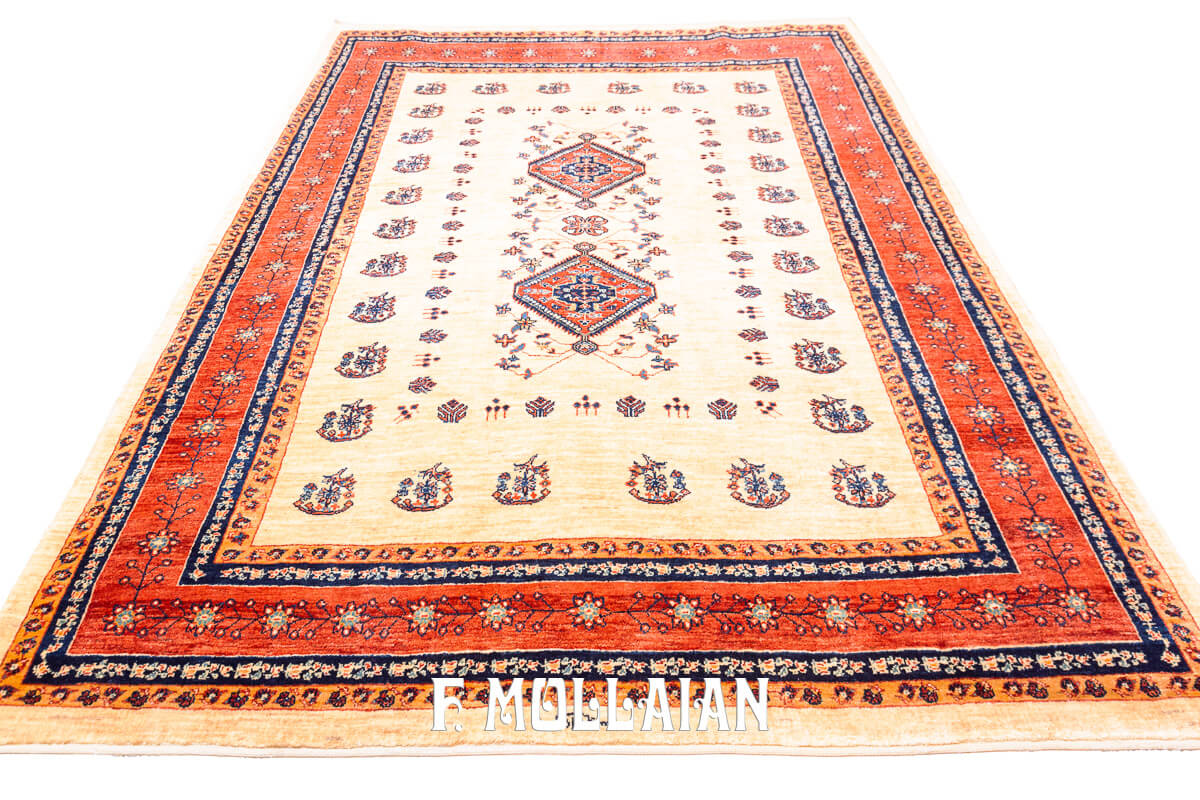 Persian Rug Kashkuli Sherkat Beige Field Color (218×165 cm)