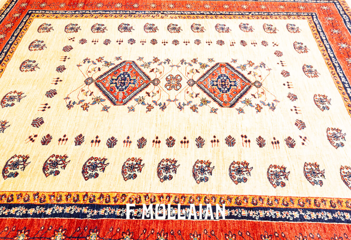 Persian Rug Kashkuli Sherkat Beige Field Color (218×165 cm)
